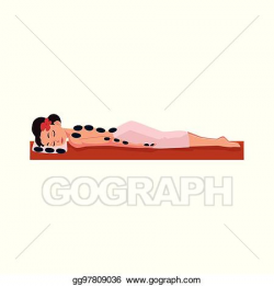 Clip Art Vector - Young woman getting hot stone therapy ...