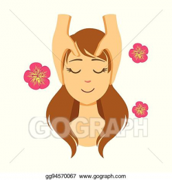 Vector Illustration - Woman lying on back while massage ...