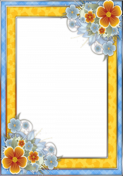 Blue and Yellow Transparent PNG Frame with Flowers | YAZI FONLARI ...