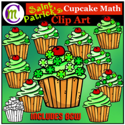 St Patricks Day Math Clip Art: Counting Cupcakes Clipart