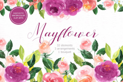Mayflower Floral Watercolor clipart ~ Illustrations ...
