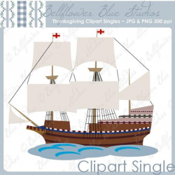 Sailing Ship / Mayflower Digital Clipart Single (from the Thanksgiving  bundle)