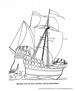 Columbus Day Coloring page | Columbus ships: Nina, Pinta ...
