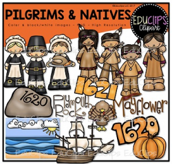 Pilgrims and Natives Clip Art Bundle {Educlips Clipart}