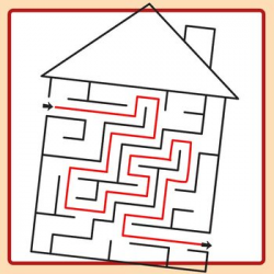 House Maze with Blank Roof and Solutions Clip Art Set for Commercial Use