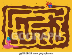 Vector Art - Worm maze cartoon. Clipart Drawing gg71821424 ...