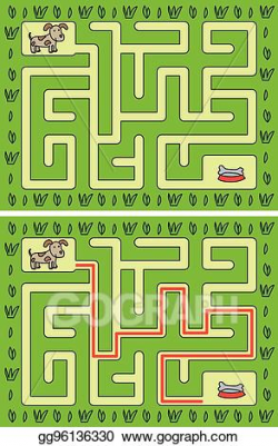 Vector Clipart - Easy dog maze. Vector Illustration ...