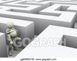 Stock Illustration - 3d people in maze. Clipart Drawing ...