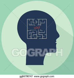 Vector Clipart - Maze in the shape of a human head concept ...