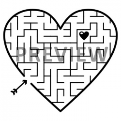 Hearts Maze Clipart Set, Medium Level, CU and Non-CU