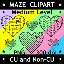 Hearts Maze Clipart Set, Medium Level, CU and Non-CU by ...