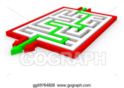 Stock Illustration - Green arrows going through the maze ...