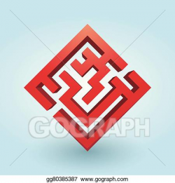 Vector Stock - Simple red maze. Clipart Illustration ...