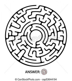 Black round maze. Puzzle game, vector labyrinth illustration ...