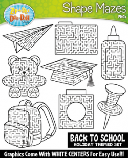 Back To School Shaped Mazes Clipart Set {Zip-A-Dee-Doo-Dah Designs}
