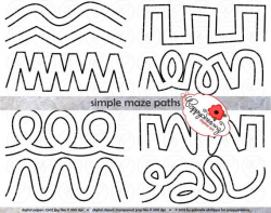 Simple Maze Paths Clipart SET: (300 dpi) School Teacher Fine Motor Skills  Clip Art