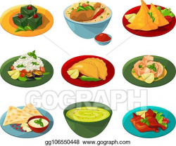 Vector Art - Cartoon set of traditional indian food in ...