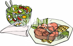 Salmon and Salad Meal Clipart Picture - foodclipart.com