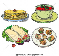 Vector Illustration - Popular world famous food ...