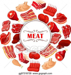 Vector Illustration - Fresh meat cuts poster for food theme ...