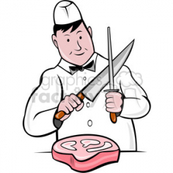 butcher preparing meat clipart. Royalty-free clipart # 388290