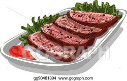 Vector Illustration - Roast beef with sauce. EPS Clipart ...
