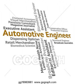 Stock Illustrations - Automotive engineer shows text job and ...