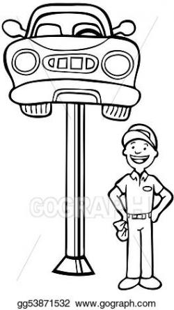 Drawing - Auto mechanic car lift. Clipart Drawing gg53871532 ...