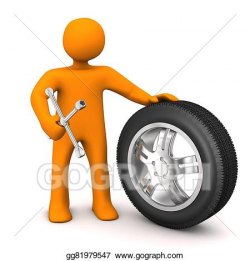 Stock Illustration - Manikin change of tires. Clipart ...