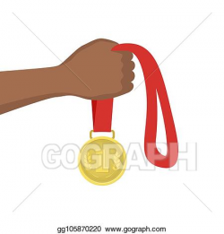 Vector Illustration - Hand holding a golden medal. EPS ...
