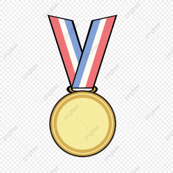Hand Drawn Simple Yellow Medal Element, Competition, Badge ...