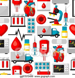 Vector Stock - Seamless pattern with blood donation items ...
