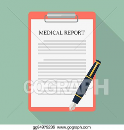 Vector Clipart - Medical report and pen flat icon. Vector ...