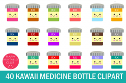 40 Kawaii Medicine Bottle Clipart- Medicine Bottle Clipart