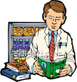 Pharmacist Reading About Medication - Royalty Free Clipart ...