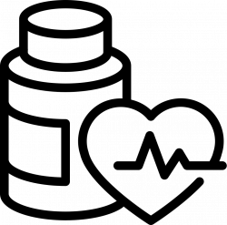 Medication Bottle Outline And Heart With Life Line Svg Png Icon Free ...