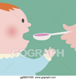 Clip Art Vector - The baby taking spoon of syrup medicine ...