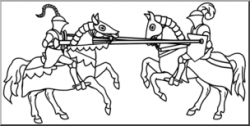 Clip Art: Medieval History: Joust B&W I abcteach.com | abcteach