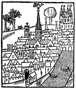 Medieval Woodcuts Clipart Collection 4. View of a town; from ...