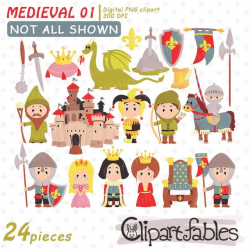 Medieval clipart, fairy tale clip art, Arthur clipart, boy party decor,  cute dragon art for kids - instant download, digital clip art sets