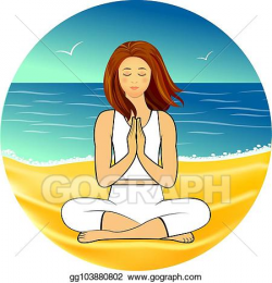 EPS Illustration - Meditation on the sand beach. Vector ...