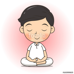 Cute boy meditate cartoon illustration