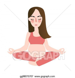 Vector Clipart - Pregnant yoga woman in lotus position ...