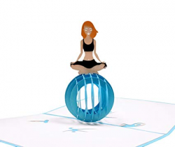iGifts And Cards Cute Yoga Lady 3D Pop Up Greeting Card - Fitness, Balance,  Healthy, Meditation, Ball, Half-Fold, Happy Birthday, Just Because, ...