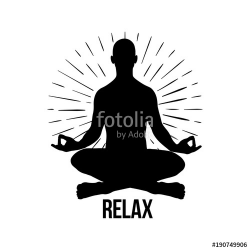 Relax. Vector Meditation man. Yoga pose. Silhouette of yoga ...