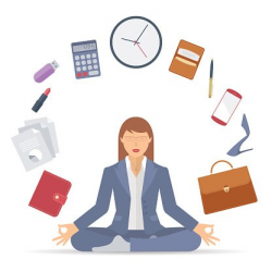 Businesswoman Woman Meditates AT Work IN The Lotus premium ...