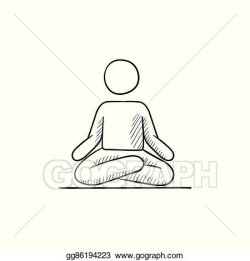 Vector Stock - Man meditating in lotus pose sketch icon ...
