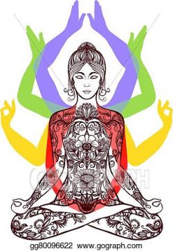 Vector Clipart - Yoga meditating in lotus asana icon. Vector ...