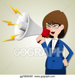 Vector Art - Cartoon businesswoman shout out with megaphone ...