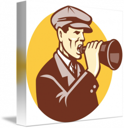Man Shouting With Vintage Bullhorn Retro by Aloysius Patrimonio